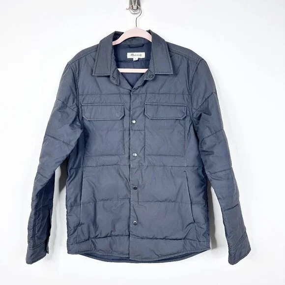 Madewell Quilted Shirt Jacket Shacket Black Coal Small #A1166